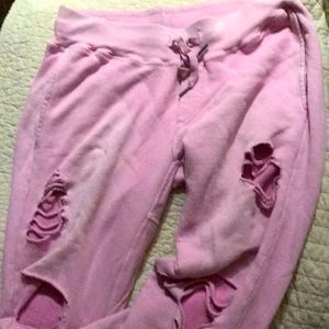 NSF PINK DISTRESSED SWEATS SZ M